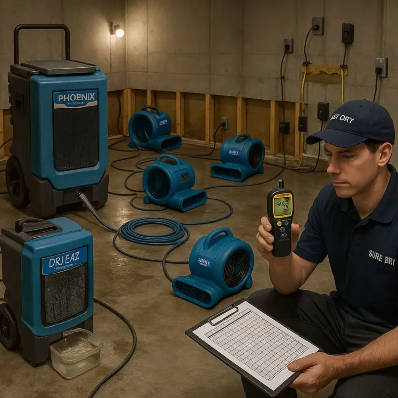 Structural Drying and Dehumidification process in Cerritos, CA